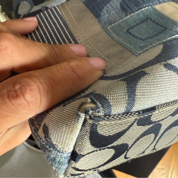 COACH Patchwork Denim Blue Convertible Shoulder Bag Purse Handbag Y2K Suede - Picture 11 of 13